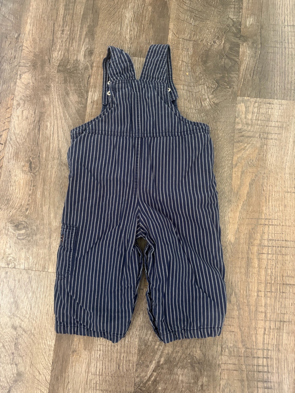 Vintage Disney Navy Pinstripe Overalls with Embroidered Pooh - Picture 4 of 7